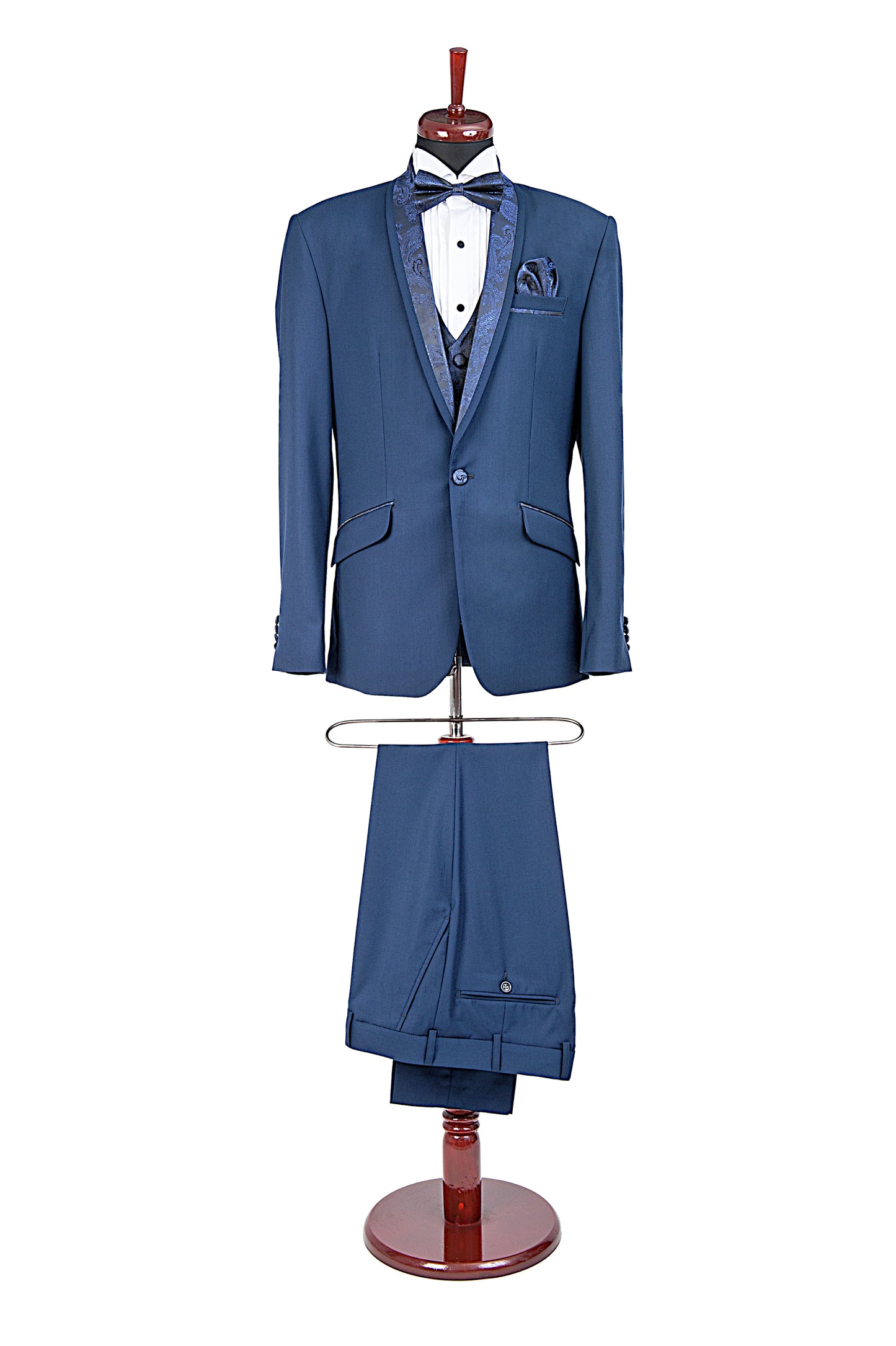 Costum ceremonie albastru satinat