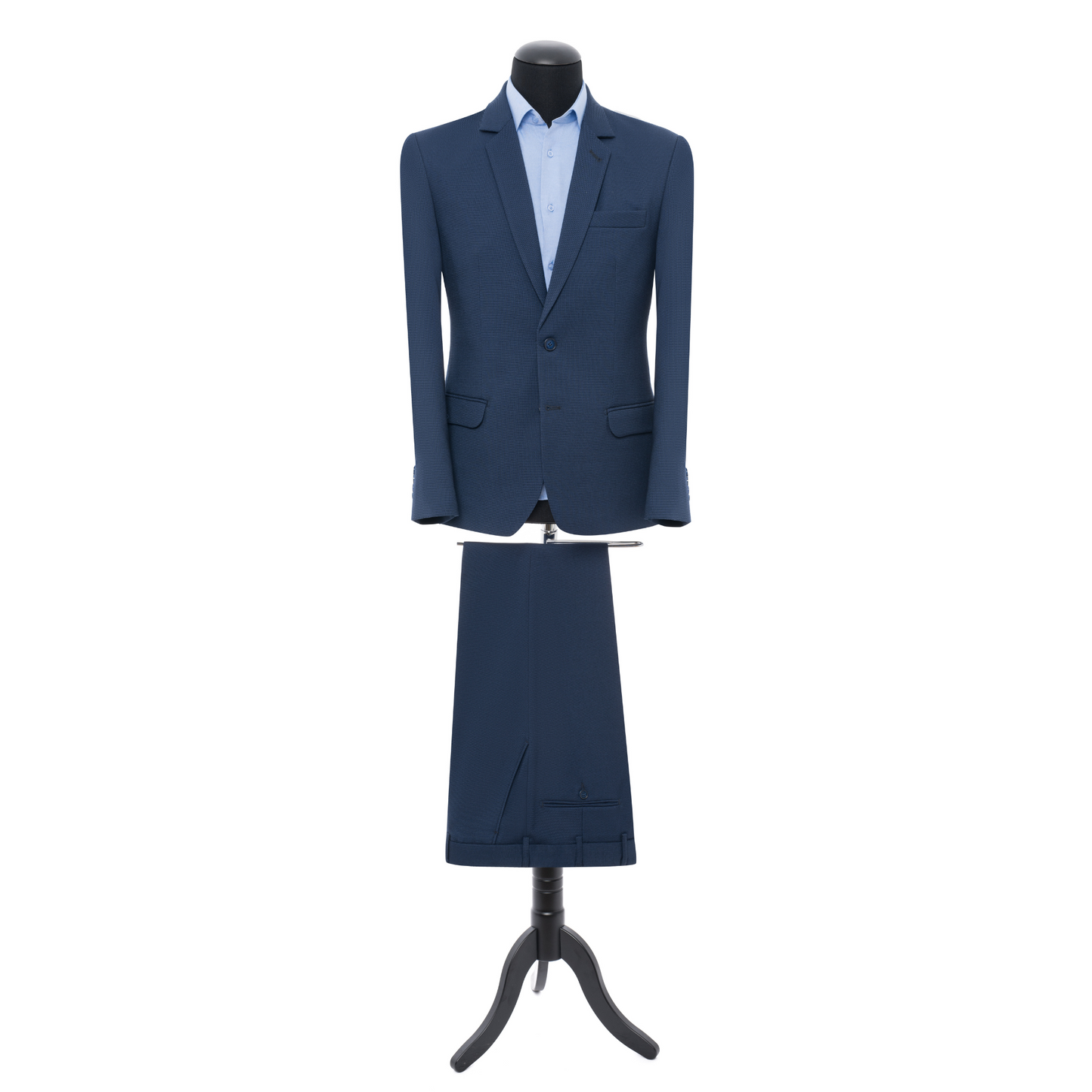 Costum slim albastru cu buzunare