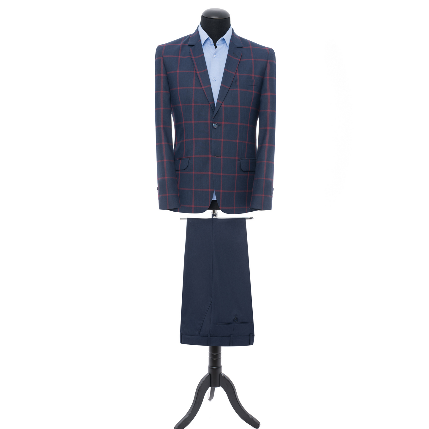 Costum slim cu carouri roşii