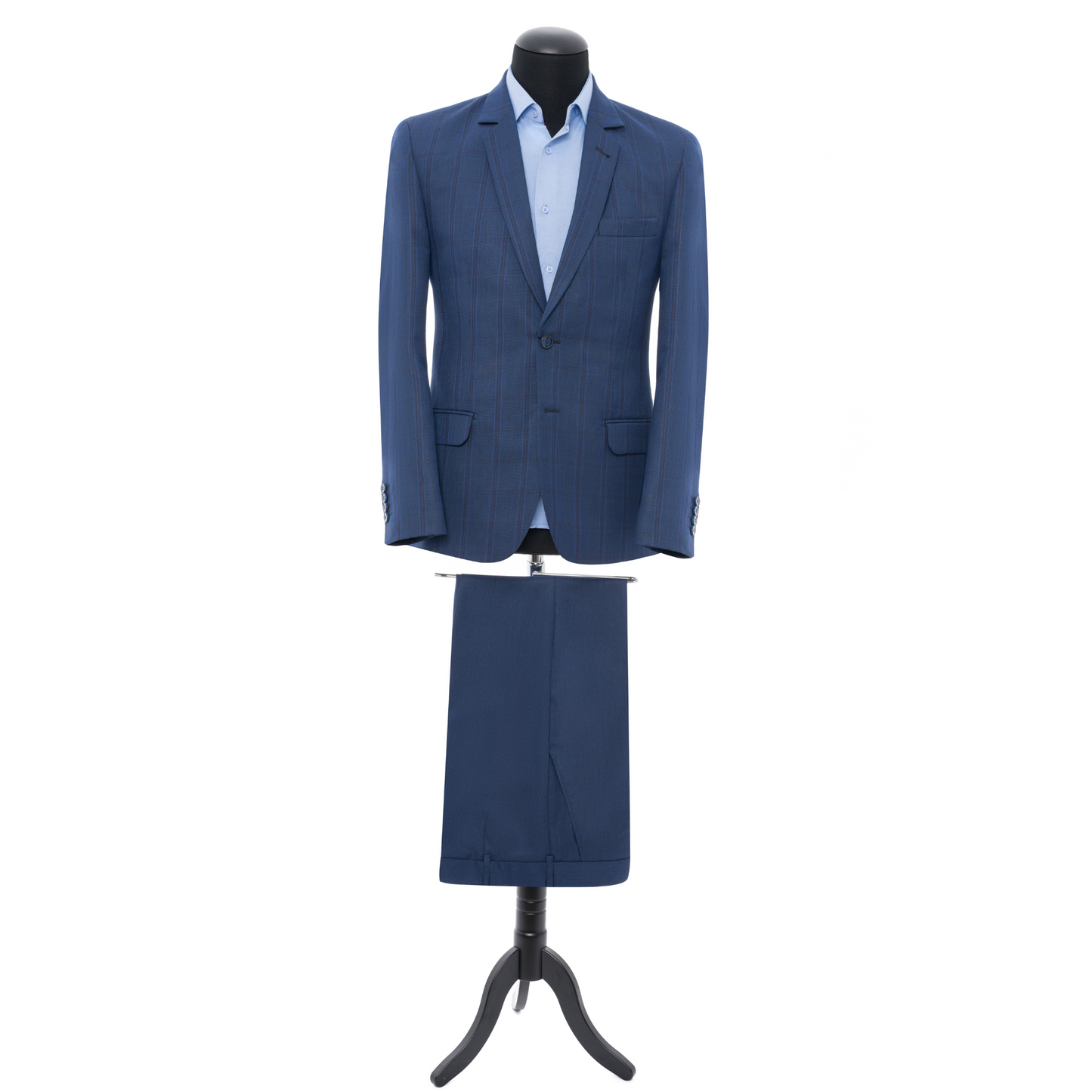 Costum slim cu motive albastre